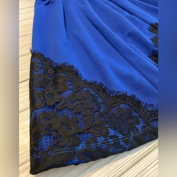 YA LOS ANGELES Women’s Fit & Flare Blue Lace Mini Sleeveless Dress Juniors L - Picture 11 of 16